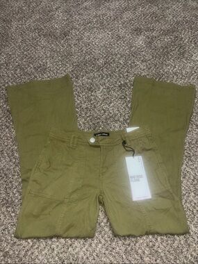 Y2k Almost Famous Olive Utility Mid-Rise Flare Pants